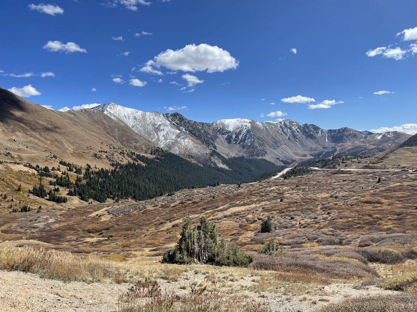 Mountain pass with first snow
