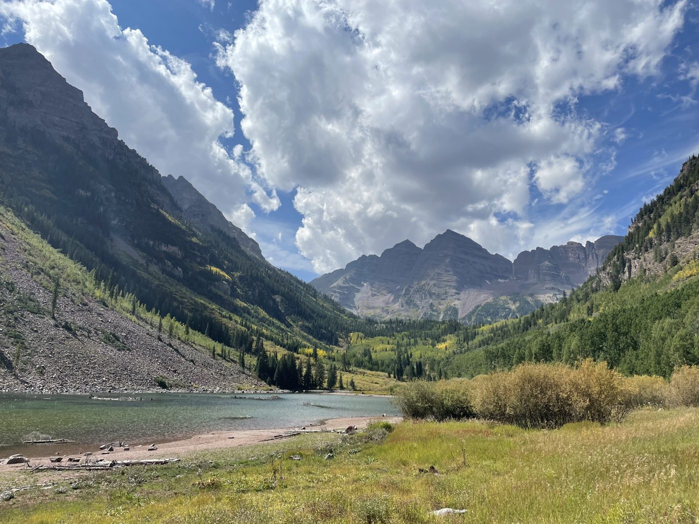 Maroon Bells valley and lake