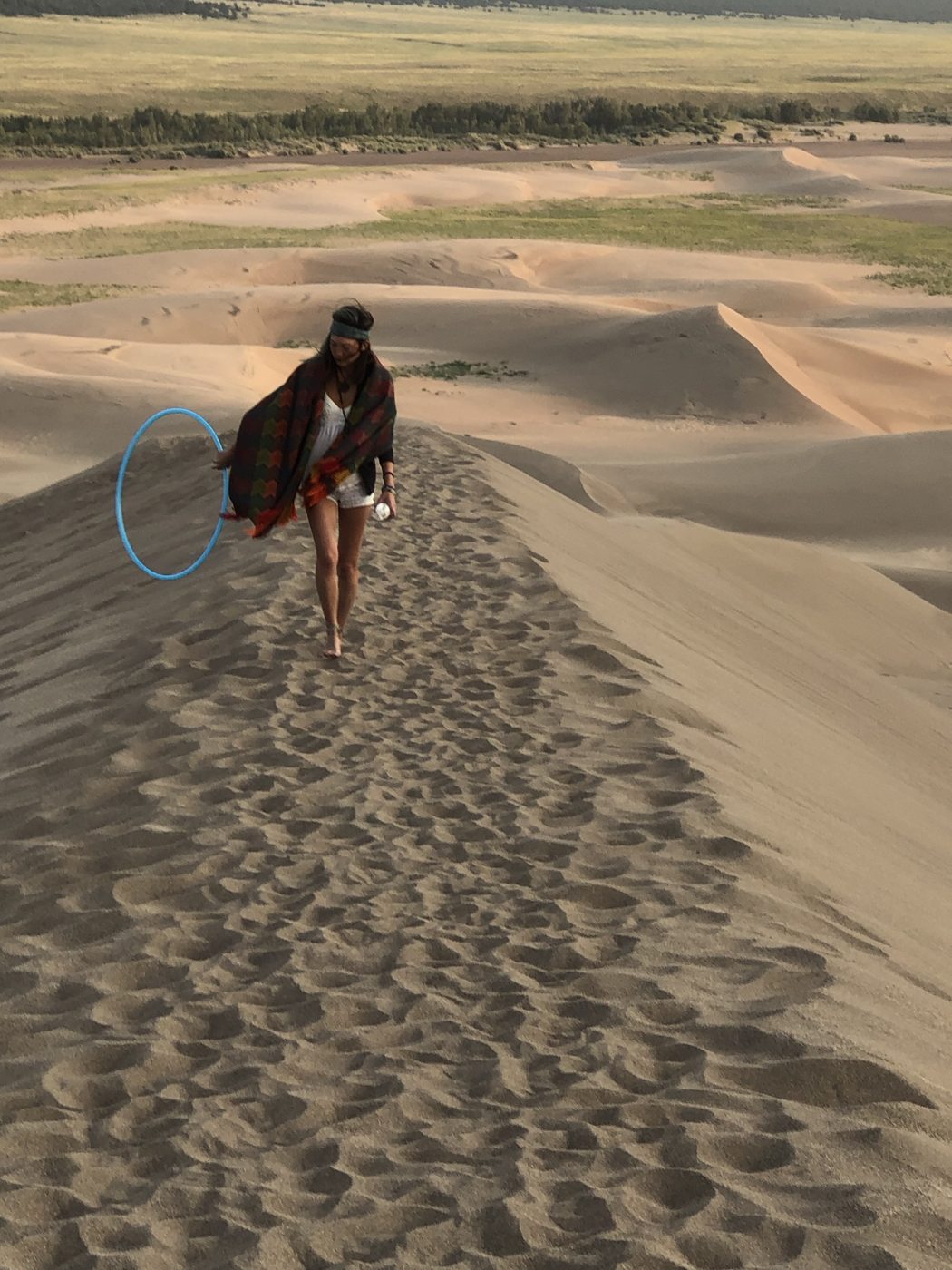 Walking a sand dune ridge